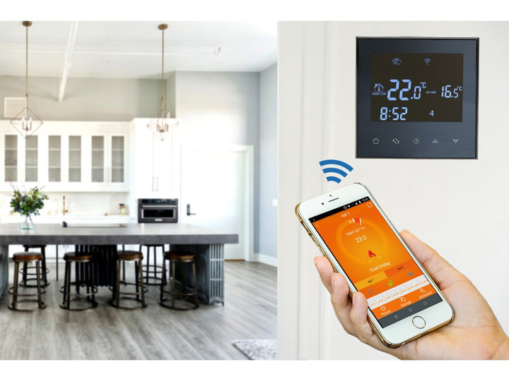 Aluzan Class B-3 WiFi, programmable room thermostat for boiler switching, remotely controllable via Android or iOS app