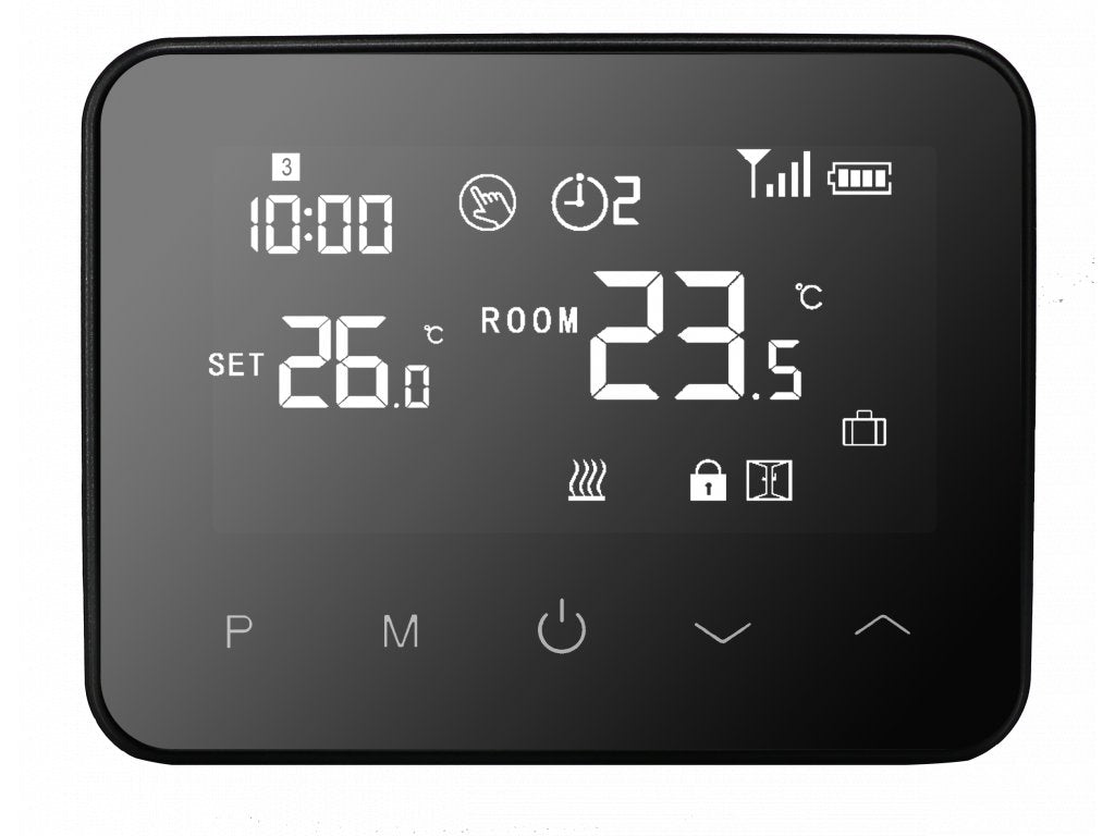 Aluzan Wireless B-100 WiFi, kabelloser programmierbarer Raumthermostat zum potentialfreien Schalten von Heizkesseln oder Elektroheizungen bis 10A