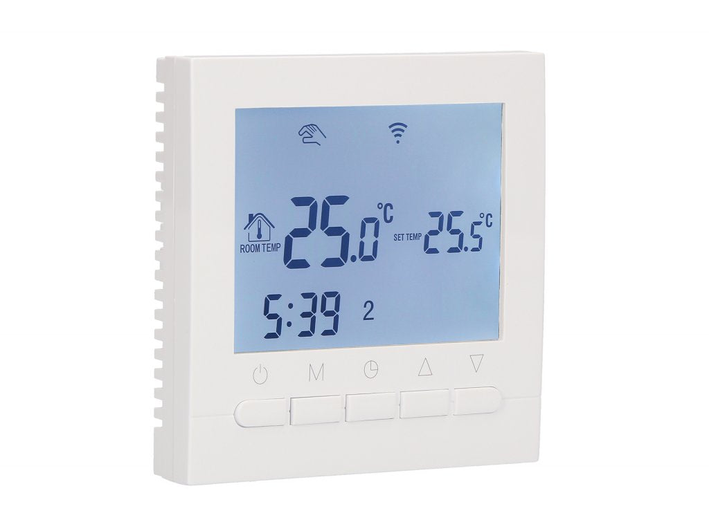 Aluzan E-16 WiFi, programmierbarer Raumthermostat zum Schalten von Elektroheizungen bis zu 16A, fernsteuerbar über Android- oder iOS-App